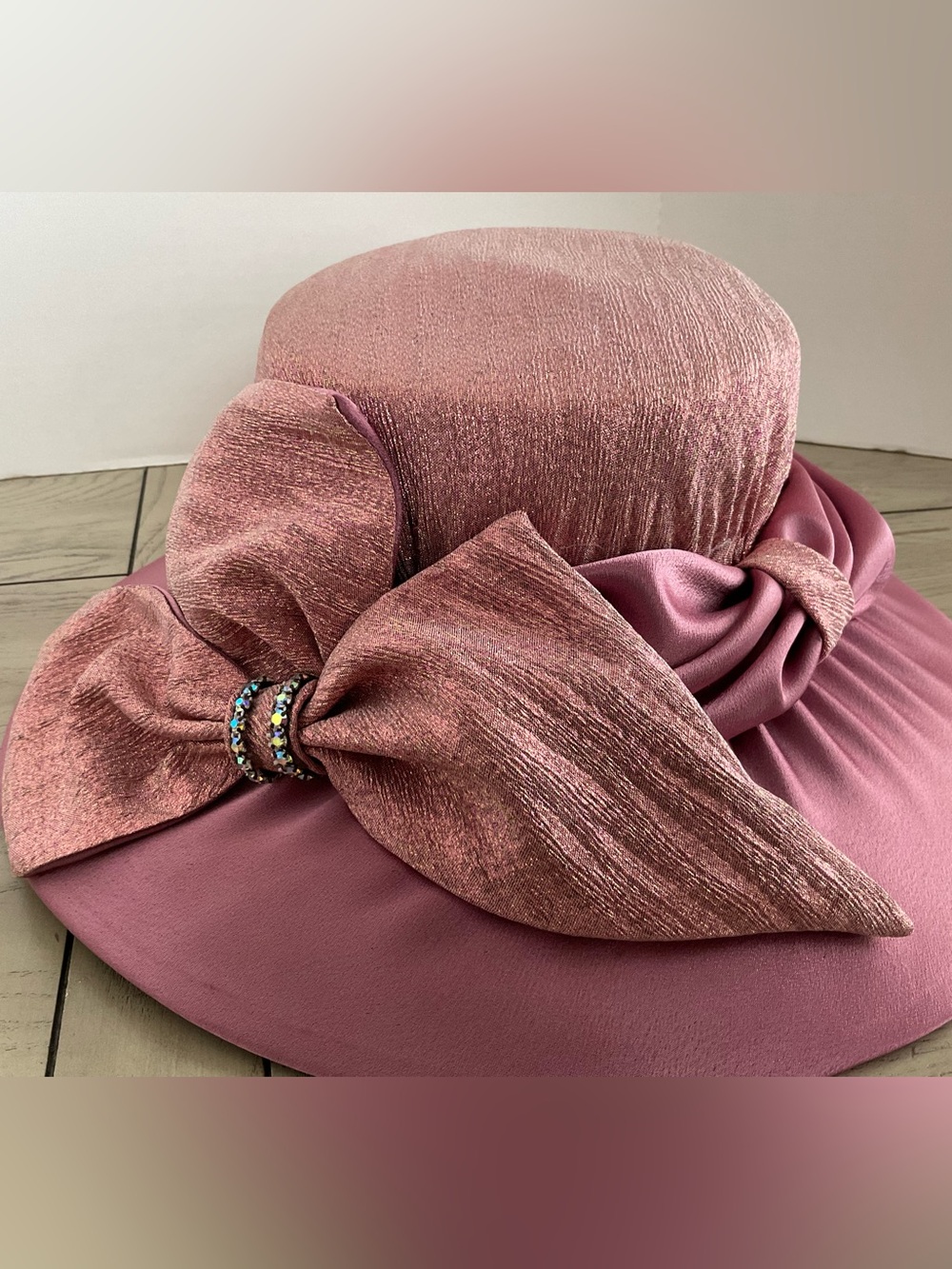 Clara Clara New York Elegant Pink Ladies' Bow Accent Dress Hat - Picture 2 of 8